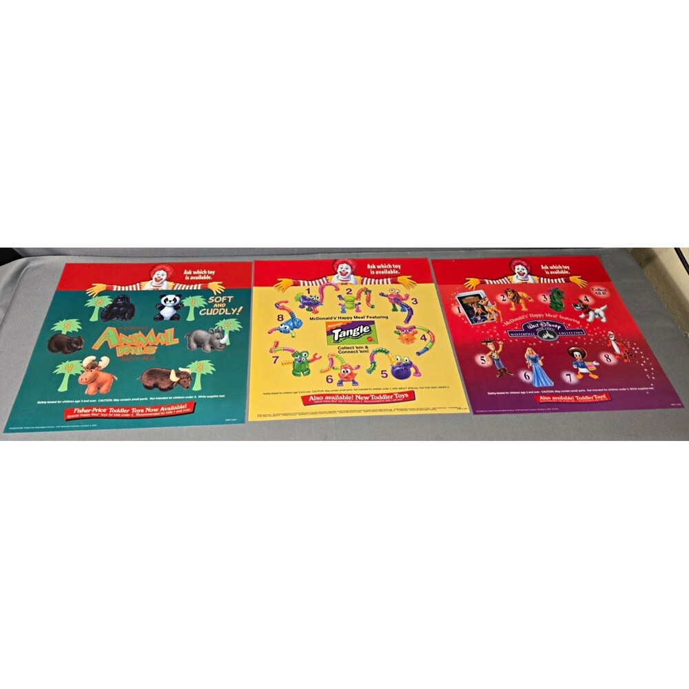 Vintage 1997 McDonald's Happy Meal Menu Board Translite Signs - Lot of 3